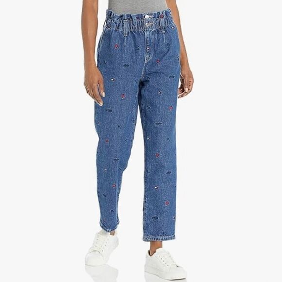 Tommy Hilfiger Paperbag High Rise Jean Size 8 Logo - Picture 1 of 11